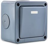 NineLeaf 1PK IP66 Waterproof Outdoor Switch, SPDT(Single Pole Double Throw), 2 Way Single Light Switch for Outdoor Garden, Weatherproof (1Gang 10A Grey)