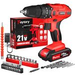 21V Cordless Drill,Electric Screwdriver Set,45Nm Cordless Combi Drill with 29PCS Accessories, 2 Variable Speed 25+1 Torque Setting, Trigger-Activated LED for Home DIY Project Kit