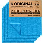 SUPERSCANDI Made in Sweden Dish Cloths Eco-Friendly Paper Alternative Blue 6 Pack Reusable Compostable Kitchen Dish Cloths & Rags