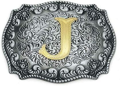 Western Belt Buckle Initial Letter ABCDJMS to Z- Cowboy Rodeo Belt Buckles for Women Men - Multicolored - One Size