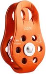 TRIWONDER 20kN Climbing Pulley Rescue Pulley Single Sheave Aluminum Fixed Eye Rock Rope Pulley (Orange)