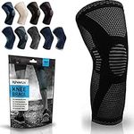 PowerLix Knee Compression Sleeve - Best Knee Brace for Men & Women- Knee Support for Running, Basketball, Weightlifting, Gym, Workout, Sports, (Black, Large)