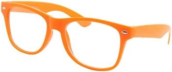 grinderPUNCH Kids Size Color Glasses Clear Lens Nerd Geek Costume Fake Children's, Orange