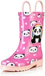 Puddle Play Waterproof Panda Rubber Rain Boots Easy-On Handles - Size 5 Toddler