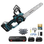 Lifelong 21V Cordless Chainsaw Machine | Brushless Motor | 12" Guide Bar | 5000 RPM | 2 x 4.0Ah Batteries | Tree Cutter Tool | Wood Cutting Machine Home | Wood Cutter Tool Machine | Gardening DIY Use