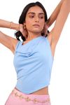 Women Stretchable Draped Sleeveless Top with Cowl Neck | Western Regular Fit Top for Women