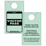 Visitor Pass Parking Permit Rearview Mirror Hang Tag for Campgrounds RV Parks Trailers Campers Site Tags (Green, 250)