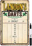 Personalized - Dart Scoreboard Dry Erase for Keeping Score in All Cricket Games, 301 or 501 - Includes Magnetic Dry Erase Marker with Eraser - A Really Great Looking Darts Scoreboard (Brown)