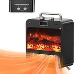 Feculs Electric Fireplace Heater, 3-IN-1 Portable Fireplace Heaters for Indoor Use, 750/1500W Space Heater Indoor, Realistic 3D Flame, 2 Heating and Fan Modes, Space Heater for Office Bedroom Indoor