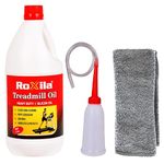 Roxila® Pure Silicone Treadmill Lubricant Oil (1 Litre) – High Viscosity with Oil Dispenser & Microfiber Cloth for Smooth Belt Performance and Extended Treadmill Life