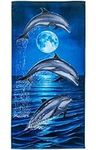 Dawhud Direct Dolphin Beach Towel for Girls, Dolphins Bath Towel Print 30" x 60" Pool Towel Super Soft Plush Cotton Dolphins Towel