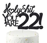 22 Cake Toppers, 22 Birthday Cake Toppers-Black Glitter, Funny 22nd Cake Topper for Men,22 Cake Topper For Women, 22nd birthday decorations Twenty two Happy 22nd Birthday Cake Topper