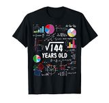 Square Root Of 144 12th Birthday 12 Year Old Math Nerd T-Shirt