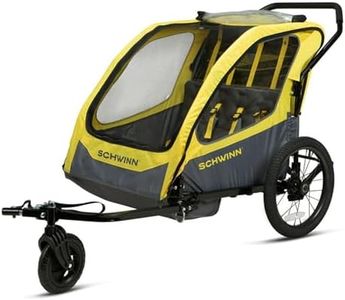 Schwinn Willow River Double Trailer with Stroller Kit and Aluminum Frame Design for Bike Child Carrier Trailers, Yellow and Black