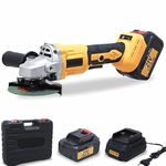 ARTNERY 21V Brushless Cordless Angle Grinder TC 8013-8500 RPM - Brushless Motor - 115mm - 4.0Ah Li-ion With Fast Charger - Variable Speed Control & Battery Indicator for Precision Grinding