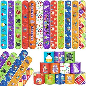 48PCS Science Party Favors Slap Bracelets Science Party Decorations Supplies, Chemistry, Biology, Physics Classroom Reward for School Teachers Students Science Experiment Laboratory Lab Week Gifts