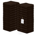 Avalon Towels Cotton Washcloths – Pack of 24 12x12 Inches Size Premium Ring Spun Cotton, Reusable Multipurpose Towels Super Absorbent Soft Face Towels, Gym Towels, Hotel Spa Quality, (Brown)