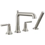 Delta Faucet Saylor Brushed Nickel Roman Tub Faucet with Handheld Shower, Roman Bathtub Faucet, Delta Roman Tub Faucet Brushed Nickel, Tub Filler, Stainless T4736-SS (Valve Not Included)