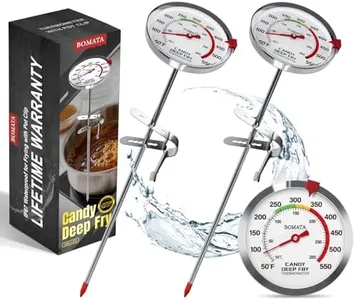 BOMATA 2-Pack Waterproof IP67 Candy Thermometers with Pot Clip, Deep Fry Oil Thermometer with Upgraded 2.5in Large Display for Cooking, Food, Turkey, BBQ, Grill... Mth400