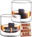 Eparé Whisky Glass - Double-Wall Glassware Set of Two - Bourbon, Scotch, Highball, Old Fashioned Cocktail & Whiskey Glasses Tumbler