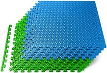 Thick Puzzle Exercise Mat, 25 Pcs EVA Foam Interlocking Tiles Protective Flooring for Gym Equipment and Cushion for Workouts, Durable Non-Skid Texture, Easy to Assemble, Blue and Green