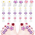 24 Pcs Daisy Flower Silicone Toe Separators, Gel Rubber Toe Stretcher Pedicures Toes Dividers Nail Art Tools Polish Guards for Home Salon