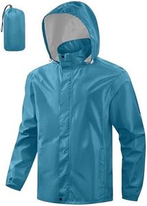 Aurhyde Men's Packable Rain Jacket Waterproof Windbreaker Lightweight Raincoat with Hood Golf Rain Gear for Hiking Travel (Moroccan Blue, 2XL)
