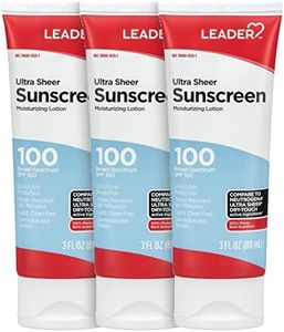 LEADER Travel Sunscreen SPF 100+, Ultra Sheer Dry-Touch Water Resistant and Non-Greasy Lotion with Broad Spectrum SPF 100+, 3 Fl Oz (3 Pack)