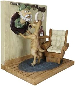 Ebros Gift Comical Buck Stag Deer Smoking Pipe and Hanging Trophy Wall Decor of A Hunter Man Bust in Cottage Home Living Room Figurine Hunters Whitetail Deers Decorative Cabin Lodge Accent