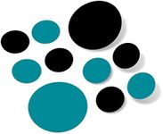 Black/Turquoise Vinyl Wall Stickers - 2 & 4 inch Circles (60 Decals)