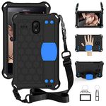 Chstls Galaxy Tab A 8.0 (2018) Tablet Case, Anti-Drop Shockproof Protection Cover with Shoulder Strap + Hand Strap for Samsung Galaxy Tab A 8.0 (2018) / SM-T387W SM-T387V - Black+Blue