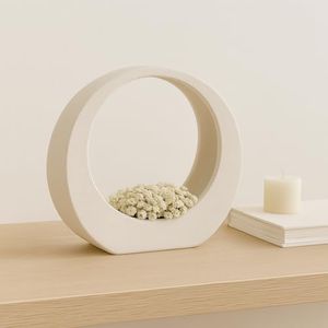 Elegant Ceramic Loop Decorative Object for Home Decor - Sculptural Accent for Bathroom Vanity, Office Desk, and Living Room Decor - Ornaments for Shelf Display and Coffee Table - 11", White