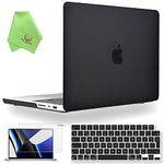 UESWILL 3in1 Compatible with MacBook Pro 16 inch 2021-2023 Model A2485 A2780 A2991 M1 M2 M3 Pro/Max, Matte Hard Shell Case + UK Layout Keyboard Cover + Screen Protector, Black