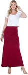 Azules Maxi Skirt for Women- Elegant Long Women's Skirts- Solid Color, Soft, Stretchy, Flowy Boho Rayon- Womens High Waist Fold Over for Any Occasion - Burgundy, Small
