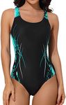 beautyin Women's One Piece Swimsuits Turquoise Athletic Exercise Swimming Suits