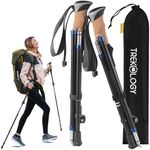 TREKOLOGY Walking Poles 2pc with Real Cork Grip, Trekking Poles for Women Men, Nordic Walking Poles, Aluminum Lightweight Hiking Poles for Seniors, Adjustable Hiking Sticks with Durable Hand straps