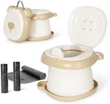 Orzbow Portable Potty Training Toilet, Travel Potty Seat for Toddler Boys Girls, Toilet Training Essentials, Foldable, Includes Free Travel Bag and Disposable Liners, Indoor/Outdoor Use, Khaki