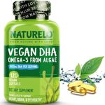 NATURELO Vegan DHA - Pure Omega3 Oil from Algae - Sustainable Benefits of Fish Oil (EPA/DHA) - No Smell Or Taste - Best for Vision & Brain Function Support - 120 Softgels | 2 Month Supply