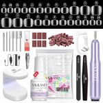 SAVILAND Toenails Tips and Glue Gel Kit - Gel Nail Kit 500PCS Gel x Nails Acrylic Nails with Nail Drill Kit Nail Glue Gel Mini Nail Lamp Nail Art Tools Nail Extension for Women Home Nail Salon