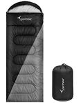 Sleeping Bag Camping Sleep Bags: Sportneer Warm Sleeping Bags for Single Adults 3-4 Season Waterproof Lightweight Large Ultralight suit for Adult Man Fishing Travel Outdoor Black + Grey