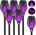 Solar Outdoor Lights 6 Pack, Purple Solar Torches Light with Flickering Flame, Auto On/Off Solar Waterproof for Pathway Yard Outdoor Christmas Decor Torch Solar Flame Garden Lights