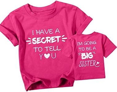 QLIPIN Big Sister Announcement Shirt Toddler Promoted to Big Sister Tshirts to Be A Big Sister Casual Tee Tops, Rose Red, 6-12 Months