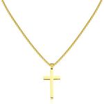 HSWYFCJY Cross Necklace for Men，Silver Black Gold Stainless Steel Plain Cross Pendant Necklace Cross Pendant Necklace Faithful Jewelry For Mens Boys Son，Chain 16,18,20,22 Inch (Gold, Chain Length:22 Inch)