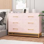 Jojoka 6 Drawer Dresser, Pink Wood 