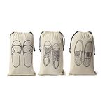 IVILLAGE Premium Reusable and Washable 100% Pure Cotton Fabric Shoe Covers/Bags with Drawstring Closure|Handcrafted Doodle Collection|Ideal for Travel, Home and Storage|Pack of 3|Off-White|Male