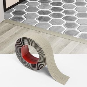 Greymond 20 Ft x 2" Floor Transition Strip Doorways, Vinyl Adhesive Laminate Flat Divider Flooring for Joining Floor Gaps, Carpet, Threshold Cover, Floor Tiles (Beige Grey)