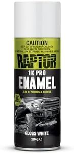 RAPTOR 1K Pro Enamel Aerosol Spray Paint, Paint & Primer in One, 5x Tougher than Ordinary Paint, Automotive & DIY, Wheel Paint, Mirrors, Bumpers, Chassis - Smooth Finish, 294g, Gloss White