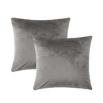 AMEHA Velvet Cushion Covers 45 x 45 cm 2 Pack Square Throw Pillow Cases Decorative Grey Cushion Cover for Sofa Bedroom Living Room with Invisible Zipper (18 x 18 Inch)