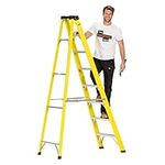 8 Tread Small Fibreglass Step Ladder, Heavy Duty EN131, Weather Proof Stepladder for Painting, Decorating & Electricians