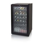 Swan SR12040BN 34 Bottle Glass Fronted Wine Cooler with Reversible Door, LED Display, 80L Capacity, Black